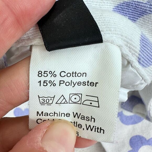 SHEIN Jeans Women’s L (10) White Purple High Rise Loose Baggy Floral Pants Retro - Picture 10 of 11